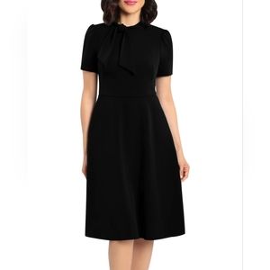 Maggie London Short Sleeve Necktie Midi Dress